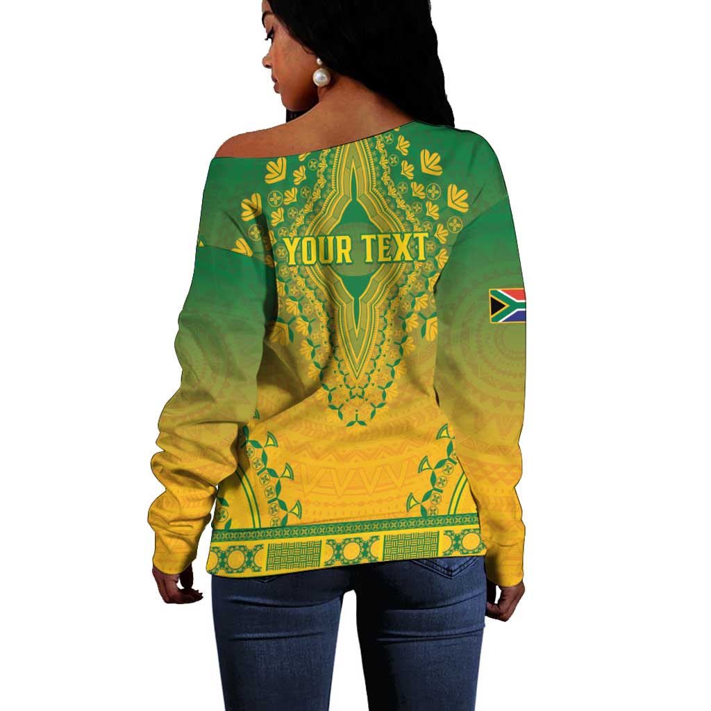 Personalized Afro South Africa Off Shoulder Sweater African Dashiki Style - African Pride