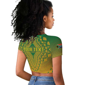 Personalized Afro South Africa Raglan Cropped T shirt African Dashiki Style - African Pride