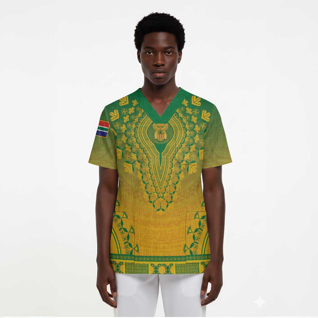 Personalized South Africa African Dashiki Scrub Top - African Pride