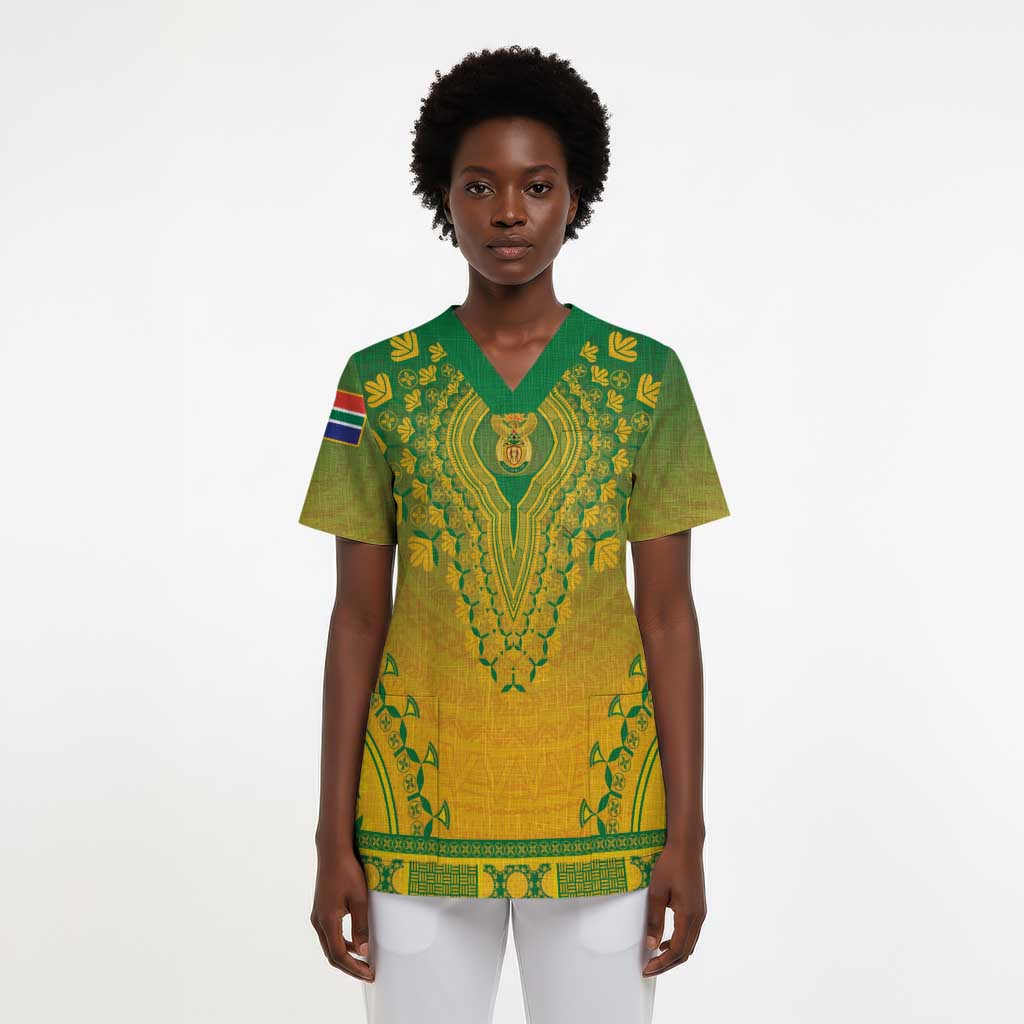 Personalized South Africa African Dashiki Scrub Top - African Pride