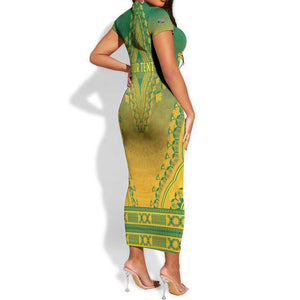 Personalized Afro South Africa Short Sleeve Bodycon Dress African Dashiki Style - African Pride