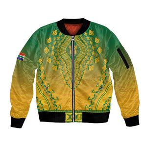 Personalized Afro South Africa Sleeve Zip Bomber Jacket African Dashiki Style - African Pride