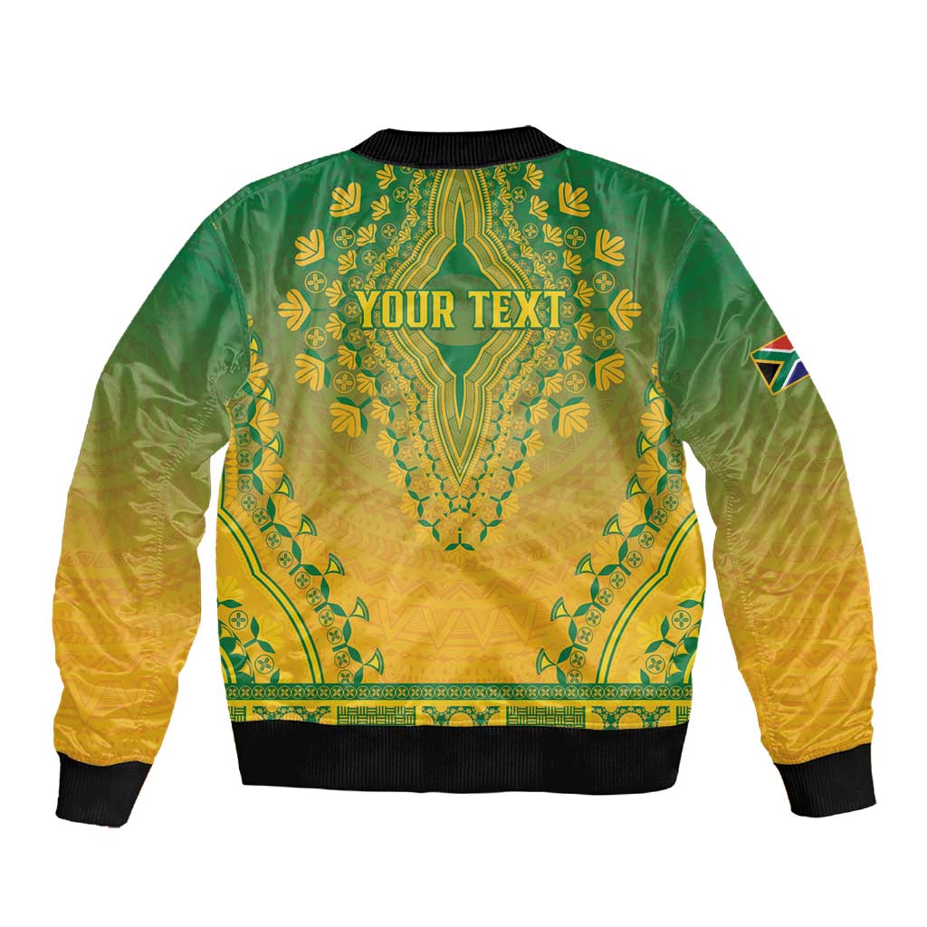 Personalized Afro South Africa Sleeve Zip Bomber Jacket African Dashiki Style - African Pride