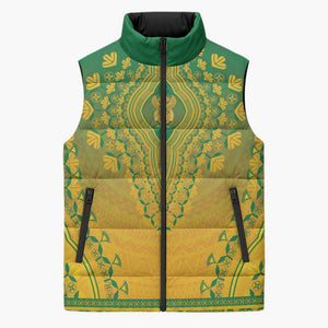 Personalized South Africa African Dashiki Sleeveless Puffer Jacket