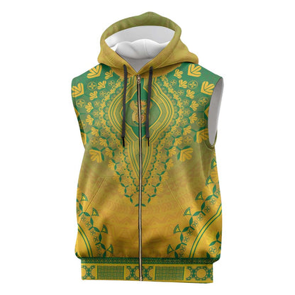Personalized Afro South Africa Sleeveless Zip Hoodie African Dashiki Style - African Pride
