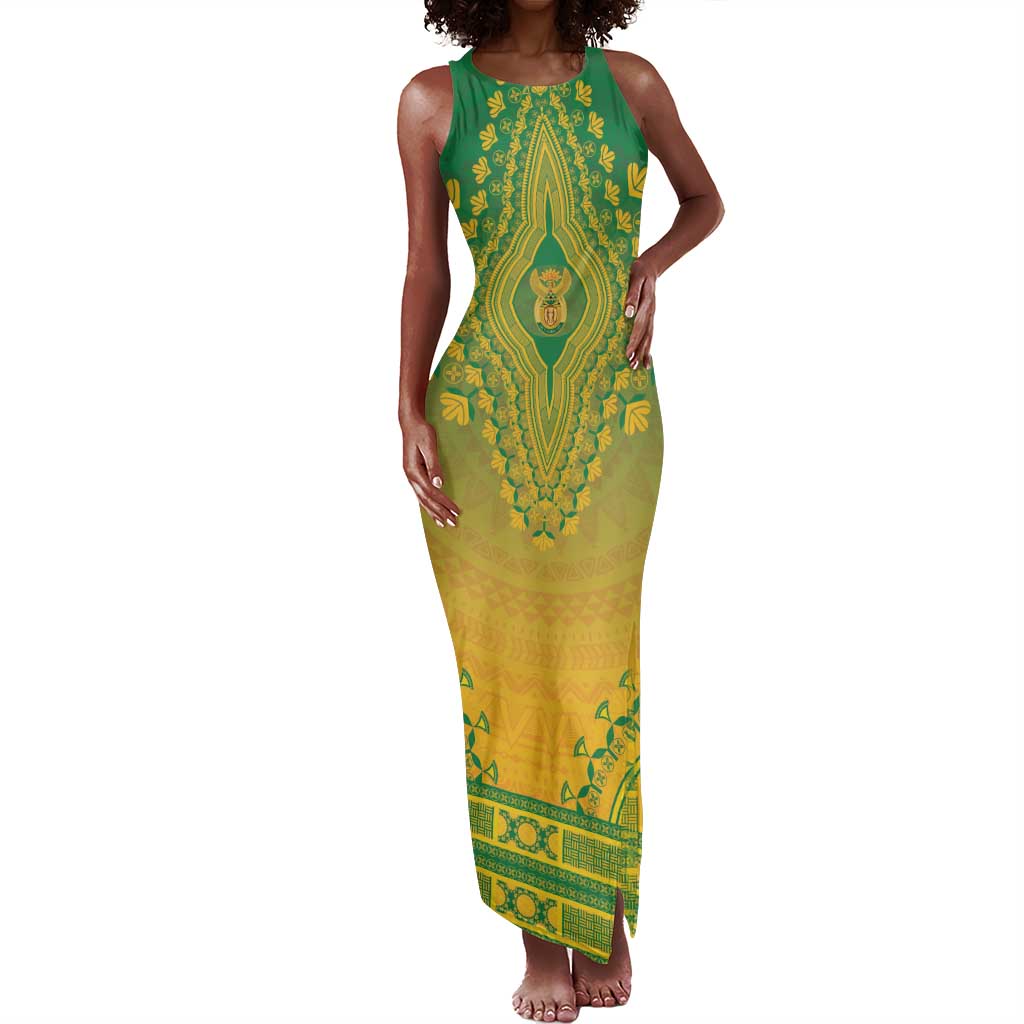 Personalized Afro South Africa Tank Maxi Dress African Dashiki Style - African Pride