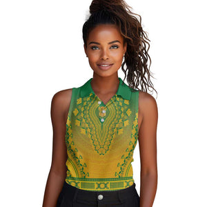 Personalized Afro South Africa Women Sleeveless Polo Shirt African Dashiki Style - African Pride