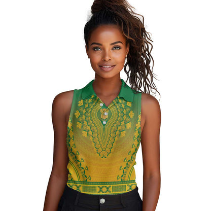 Personalized Afro South Africa Women Sleeveless Polo Shirt African Dashiki Style - African Pride