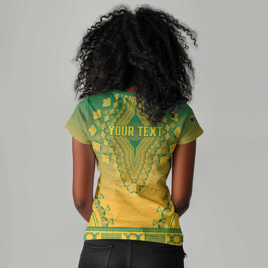 Personalized Afro South Africa Women V-Neck T-Shirt African Dashiki Style - African Pride