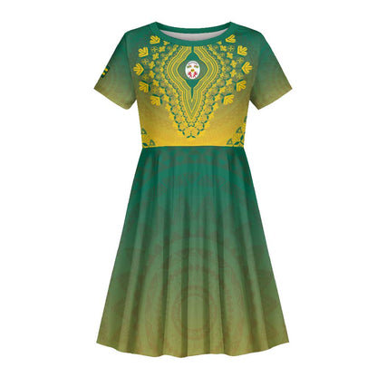 Personalized Afro Togo Kid Short Sleeve Dress African Dashiki Style - African Pride