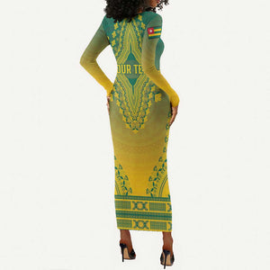 Personalized Afro Togo Long Sleeve Bodycon Dress African Dashiki Style - African Pride