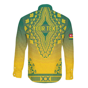 Personalized Afro Togo Long Sleeve Button Shirt African Dashiki Style - African Pride