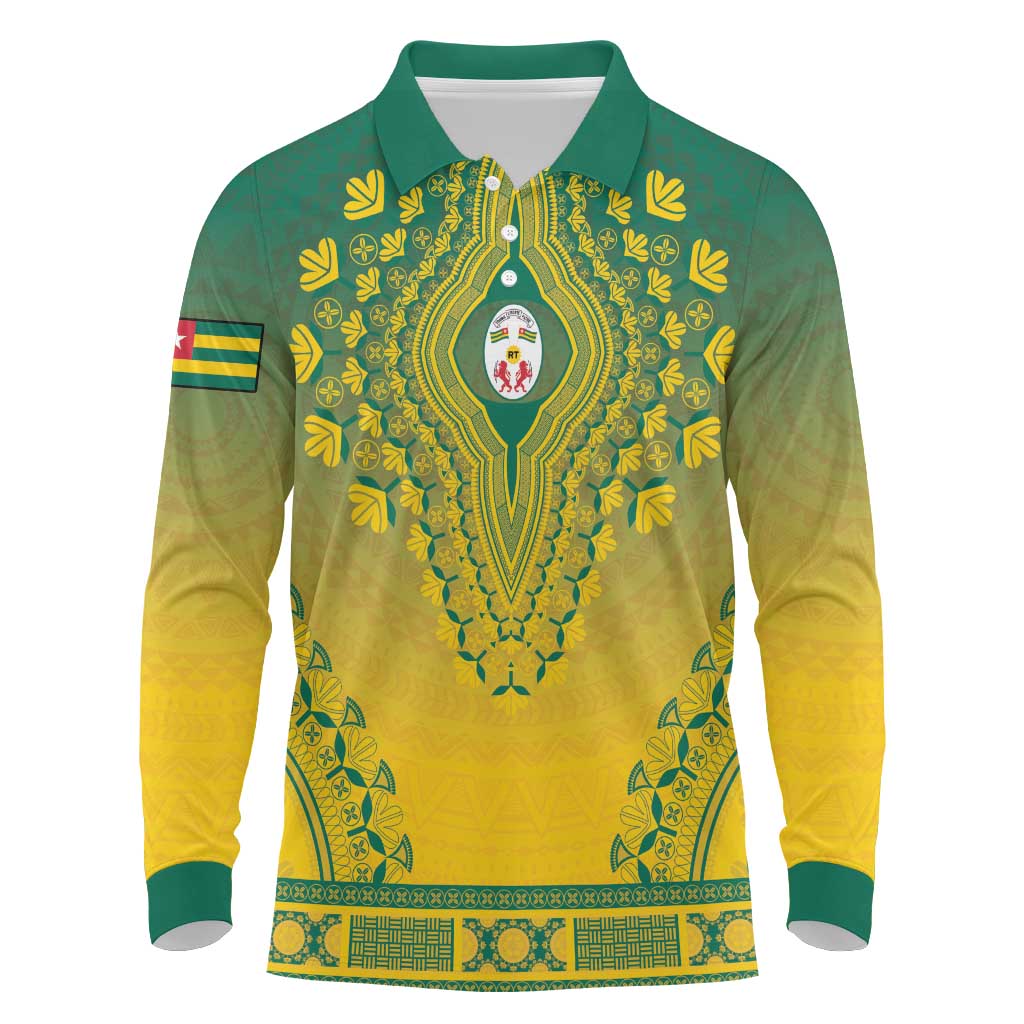 Personalized Afro Togo Long Sleeve Polo Shirt African Dashiki Style - African Pride