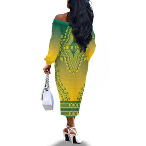 Personalized Afro Togo Off The Shoulder Long Sleeve Dress African Dashiki Style - African Pride