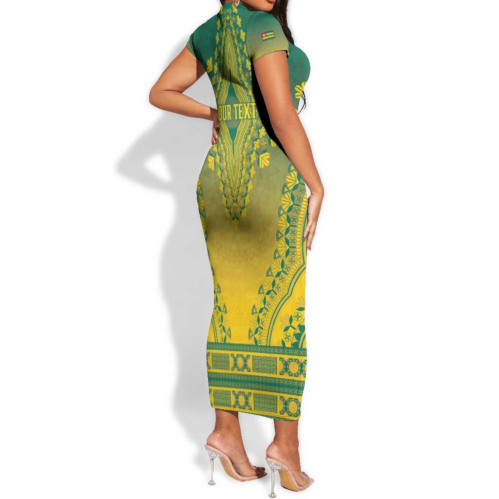 Personalized Afro Togo Short Sleeve Bodycon Dress African Dashiki Style - African Pride