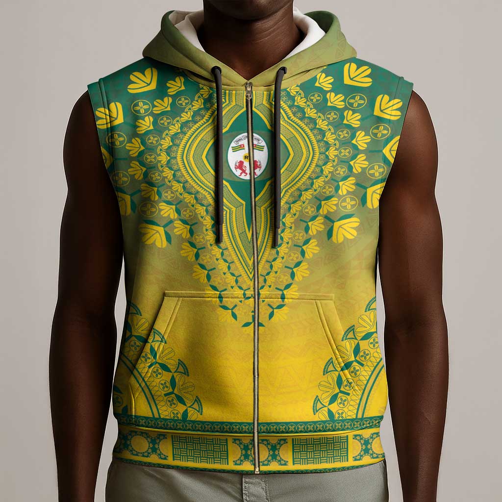 Personalized Afro Togo Sleeveless Zip Hoodie African Dashiki Style - African Pride