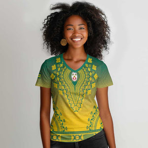 Personalized Afro Togo Women V-Neck T-Shirt African Dashiki Style - African Pride