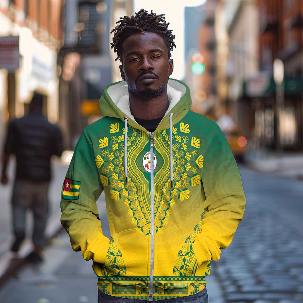 Personalized Afro Togo Zip Hoodie African Dashiki Style - African Pride
