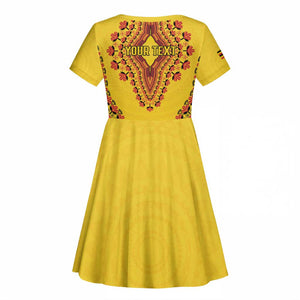 Personalized Afro Uganda Kid Short Sleeve Dress African Dashiki Style - African Pride