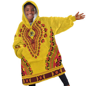 Personalized Afro Uganda Kid Wearable Blanket Hoodie African Dashiki Style - African Pride