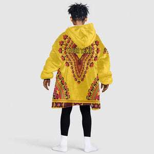 Personalized Afro Uganda Kid Wearable Blanket Hoodie African Dashiki Style - African Pride