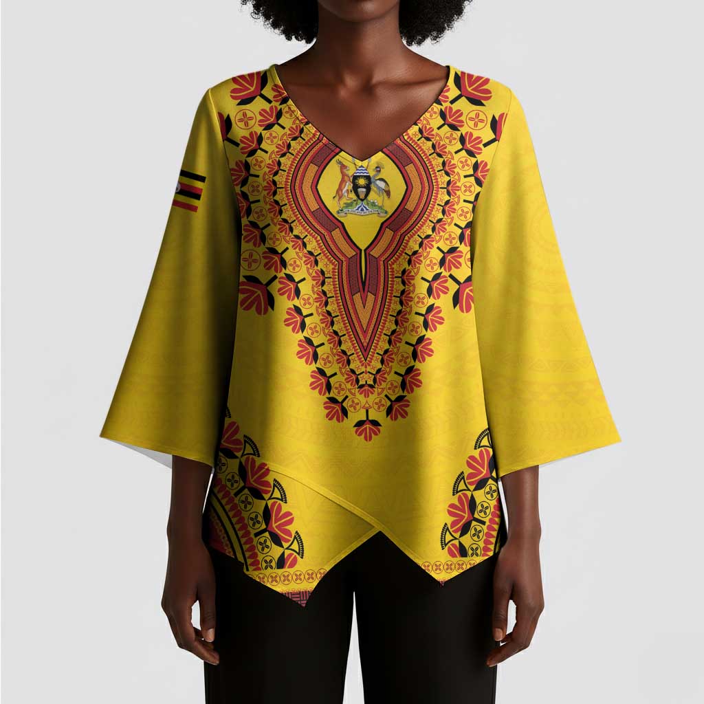 Personalized Uganda African Dashiki Kimono Sleeve Blouse