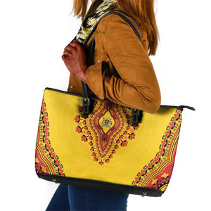 Afro Uganda Leather Tote Bag African Dashiki Style - African Pride