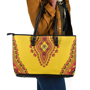 Afro Uganda Leather Tote Bag African Dashiki Style - African Pride