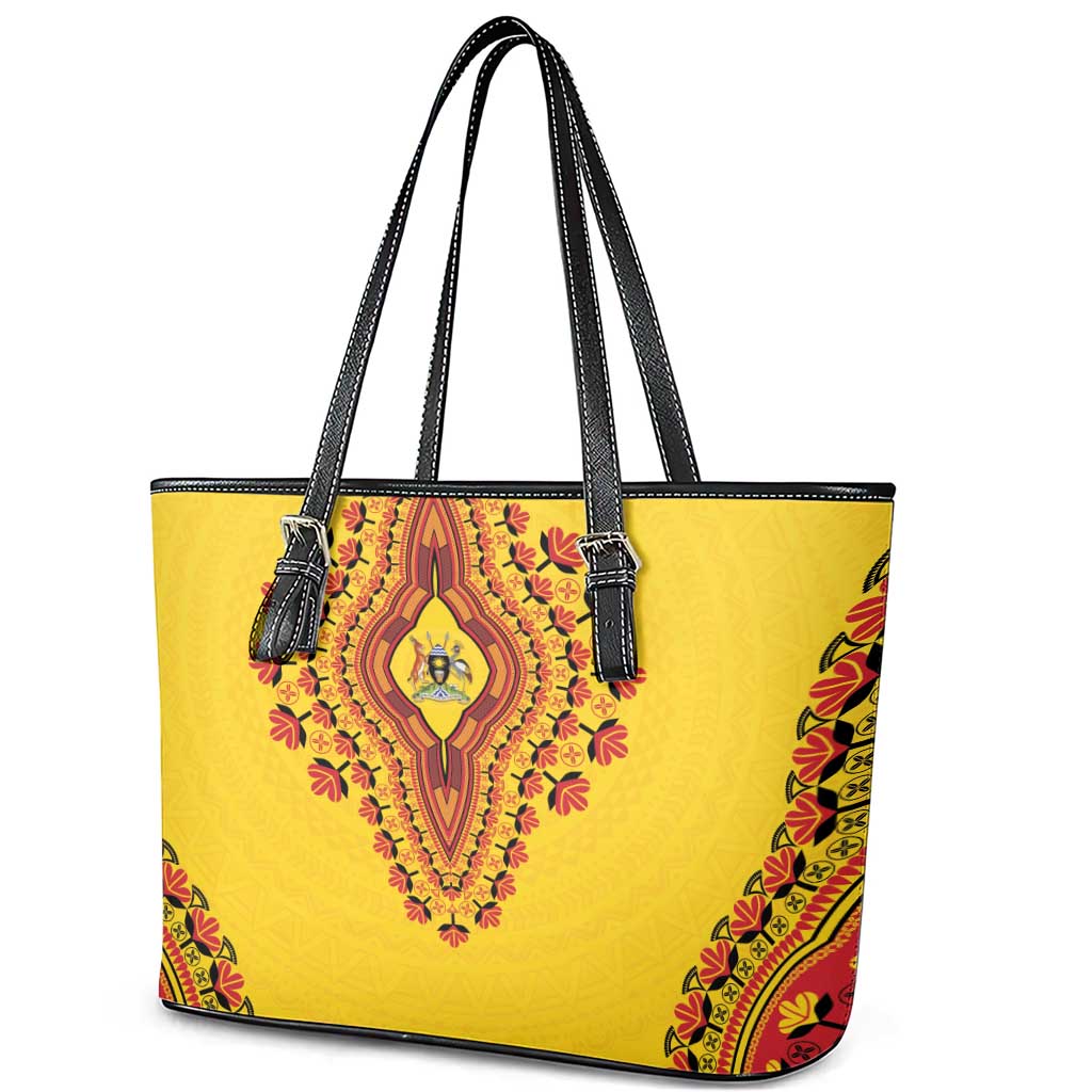 Afro Uganda Leather Tote Bag African Dashiki Style - African Pride