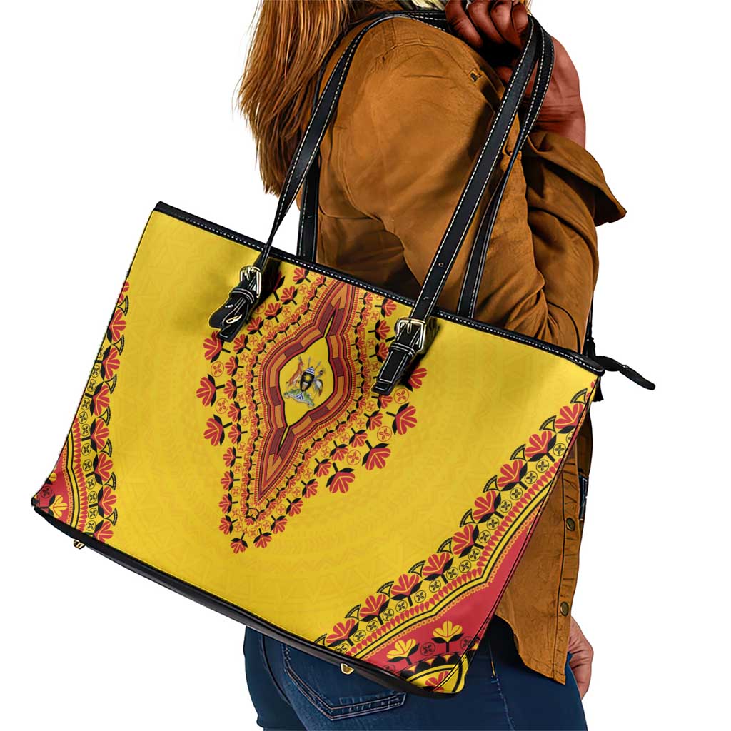 Afro Uganda Leather Tote Bag African Dashiki Style - African Pride