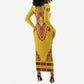 Personalized Afro Uganda Long Sleeve Bodycon Dress African Dashiki Style - African Pride