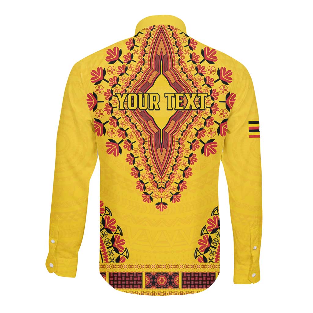 Personalized Afro Uganda Long Sleeve Button Shirt African Dashiki Style - African Pride