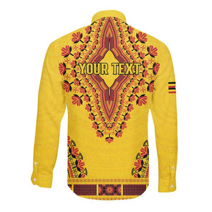 Personalized Afro Uganda Long Sleeve Button Shirt African Dashiki Style - African Pride