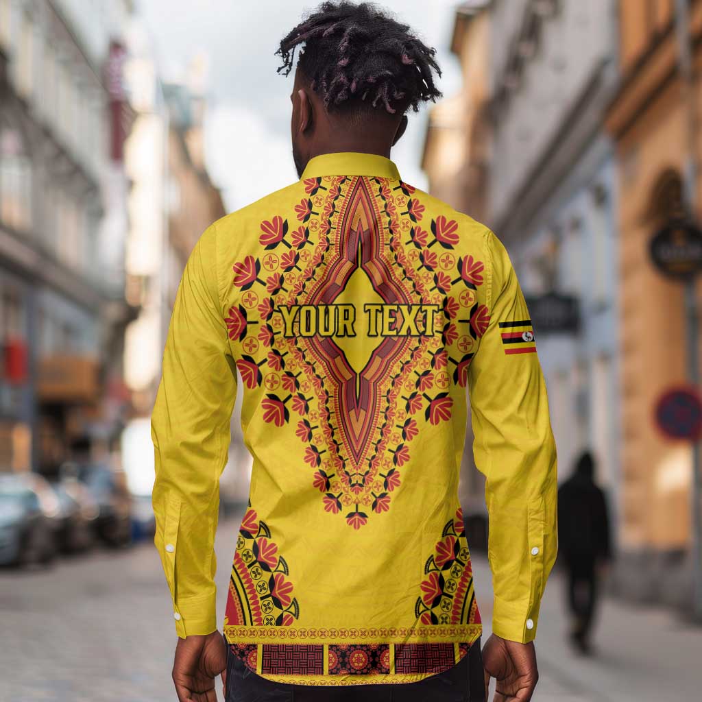 Personalized Afro Uganda Long Sleeve Button Shirt African Dashiki Style - African Pride