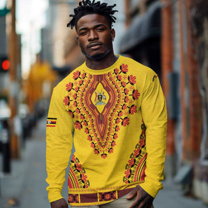 Personalized Afro Uganda Long Sleeve Shirt African Dashiki Style - African Pride