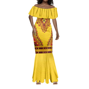 Personalized Afro Uganda Mermaid Dress African Dashiki Style - African Pride