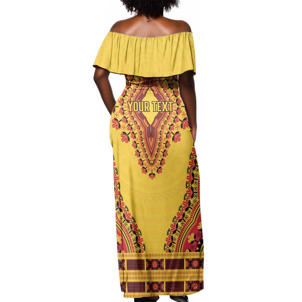 Personalized Afro Uganda Off Shoulder Maxi Dress African Dashiki Style - African Pride