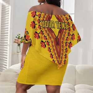 Personalized Afro Uganda Off Shoulder Short Dress African Dashiki Style - African Pride