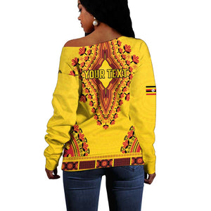 Personalized Afro Uganda Off Shoulder Sweater African Dashiki Style - African Pride