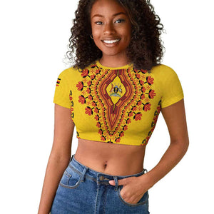 Personalized Afro Uganda Raglan Cropped T shirt African Dashiki Style - African Pride