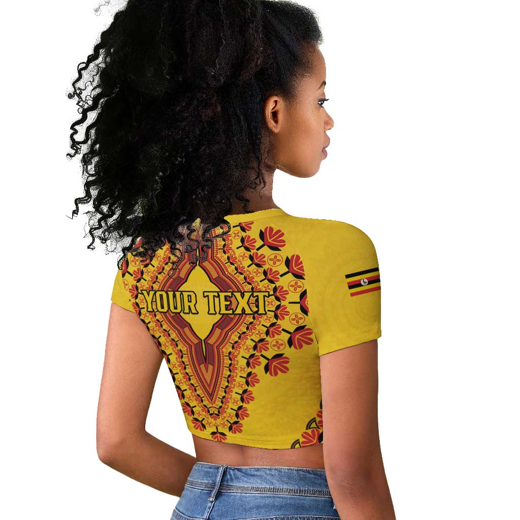 Personalized Afro Uganda Raglan Cropped T shirt African Dashiki Style - African Pride