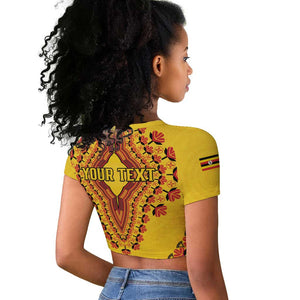Personalized Afro Uganda Raglan Cropped T shirt African Dashiki Style - African Pride