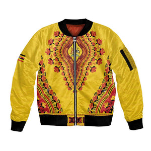 Personalized Afro Uganda Sleeve Zip Bomber Jacket African Dashiki Style - African Pride