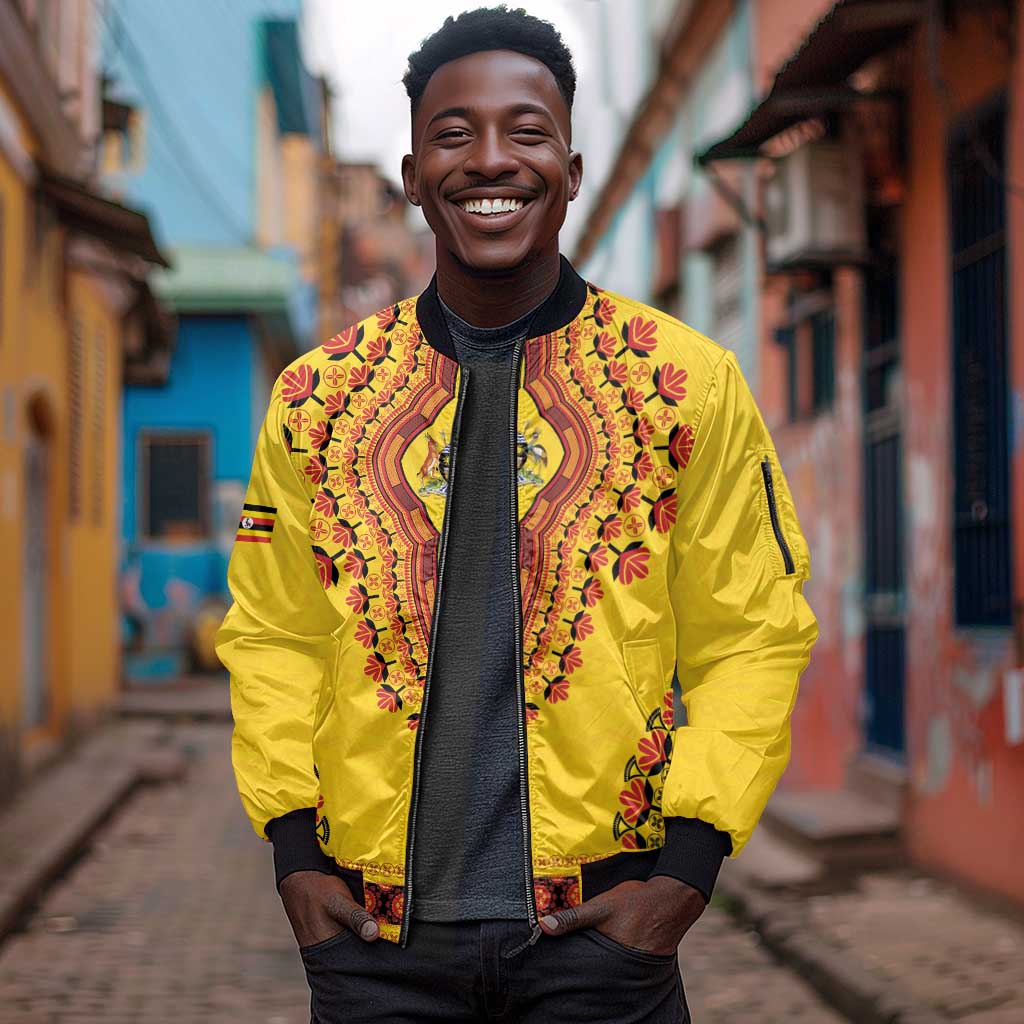 Personalized Afro Uganda Sleeve Zip Bomber Jacket African Dashiki Style - African Pride