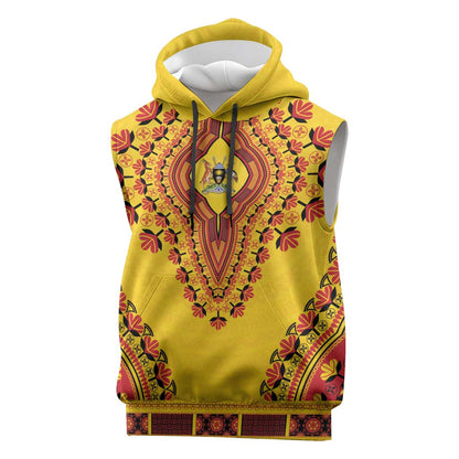 Personalized Afro Uganda Sleeveless Hoodie African Dashiki Style - African Pride