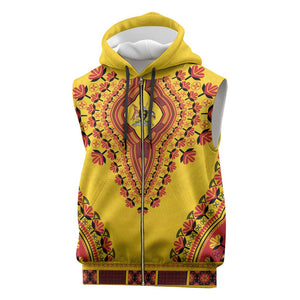 Personalized Afro Uganda Sleeveless Zip Hoodie African Dashiki Style - African Pride