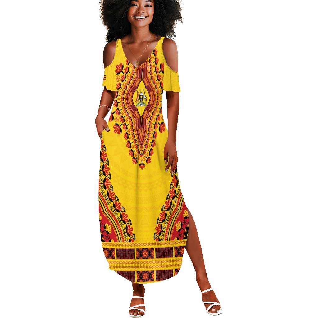 Personalized Afro Uganda Summer Maxi Dress African Dashiki Style - African Pride