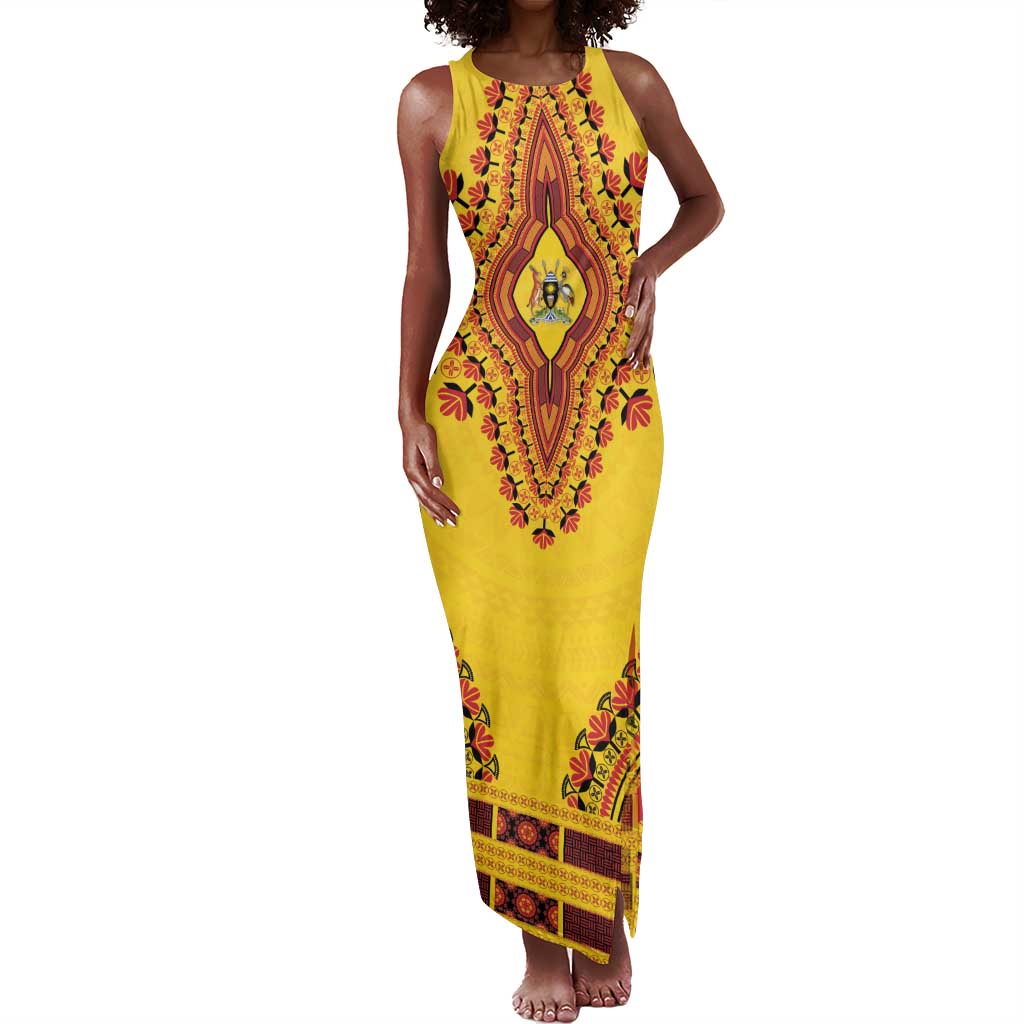 Personalized Afro Uganda Tank Maxi Dress African Dashiki Style - African Pride
