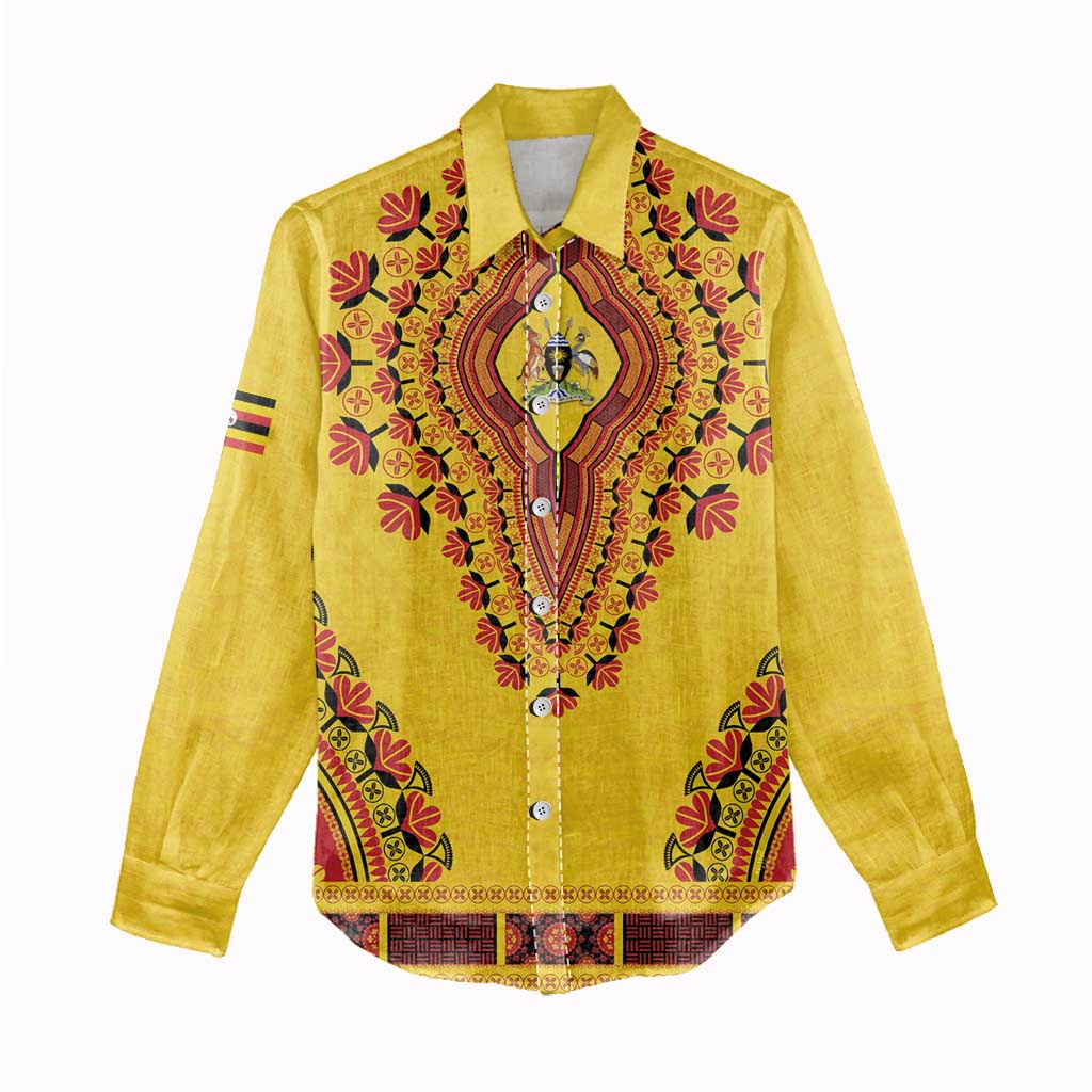 Personalized Afro Uganda Women Casual Shirt African Dashiki Style - African Pride