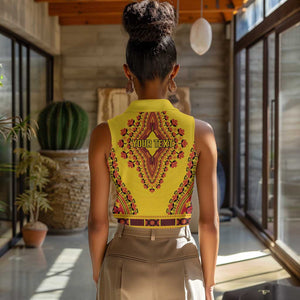 Personalized Afro Uganda Women Sleeveless Polo Shirt African Dashiki Style - African Pride